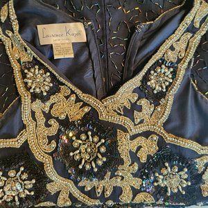 Vintage Lawrence Kazar New York Evening Gown, 100% silk, size S, rainbow sequins